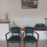 paire de chaises, fauteuils bridges vert foncé