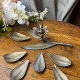 Cendriers individuels en forme de fleur, en laiton massif, années 60/7