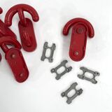 Set of 5 red coat hooks by Con&Con Italy, 1970