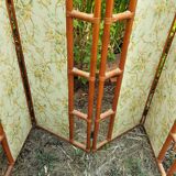 Rattan screen and vintage fabric