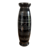 Vase art déco en verre noir et argent  signé hem    années 30