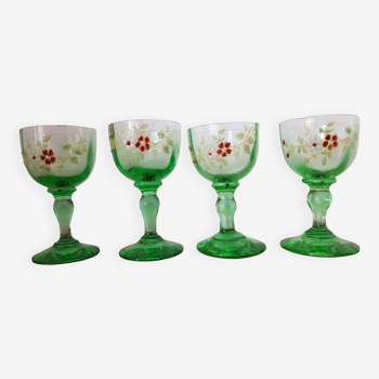 Set of 4 old Legras enameled glasses