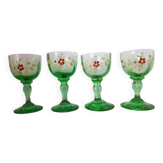 Set of 4 old Legras enameled glasses