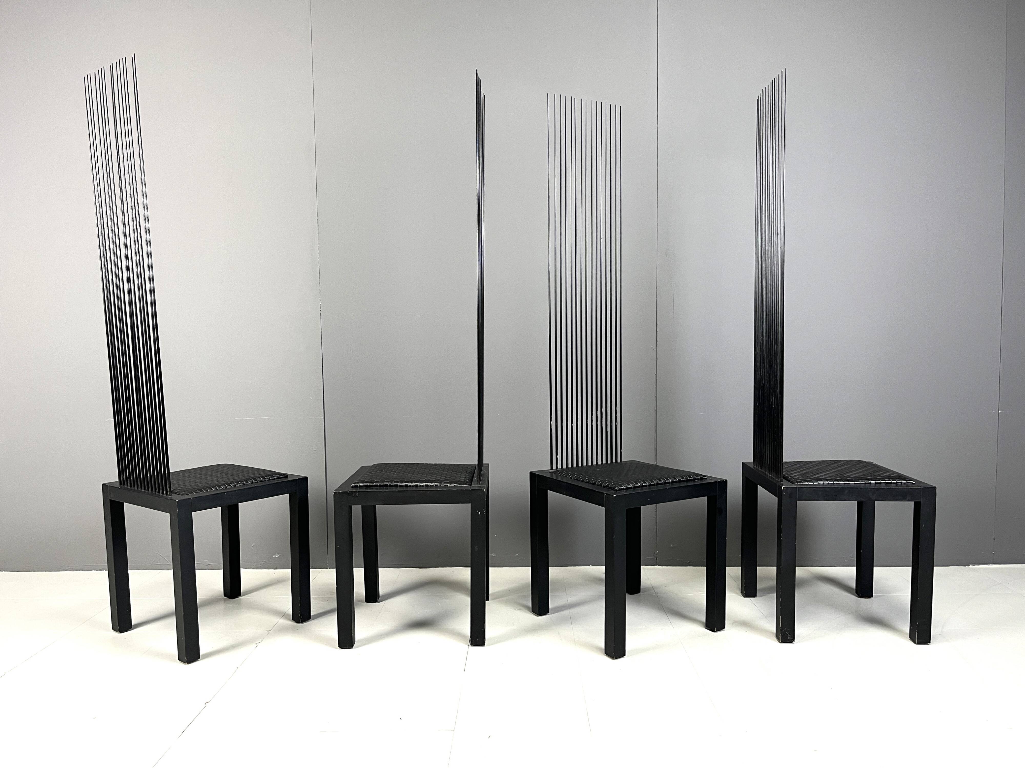 Vintage high back dining chairs, 1980s