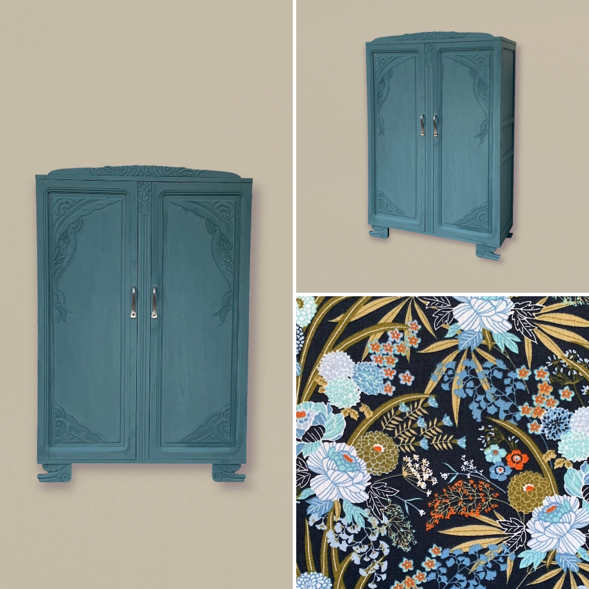 Parisian art deco wardrobe blue gray 1930