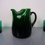 Italian green glass decanter and tumbler, 1960s, set of 7.