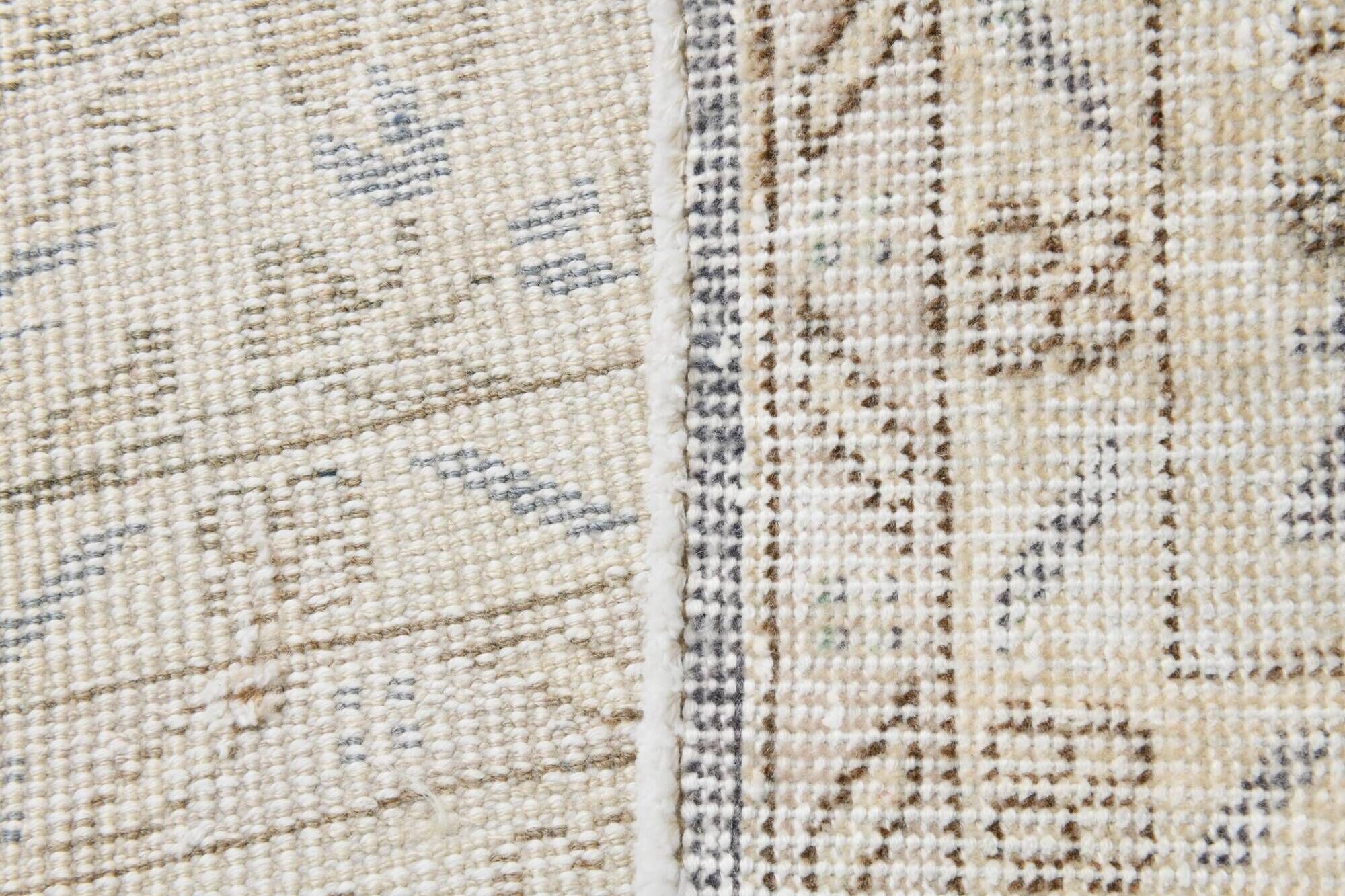 Vintage Light Blue & Cream Turkish Rug, Oriental Pattern Bedroom Carpet