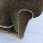 1950s, Scandinavian armchair, green furniture velour, ash wood.