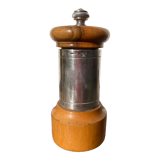 Peugeot pepper tree for Christofle in silver metal and vintage wood