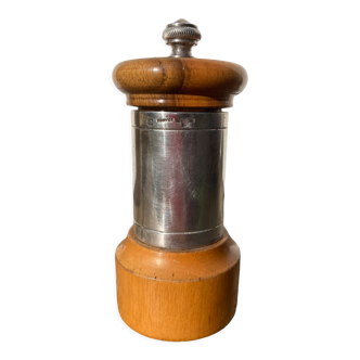 Peugeot pepper tree for Christofle in silver metal and vintage wood