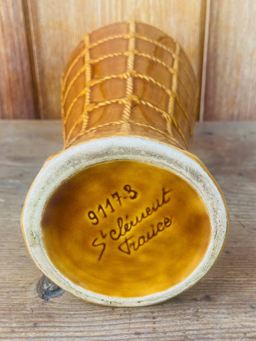 Enamelled barbotine vase St Clement