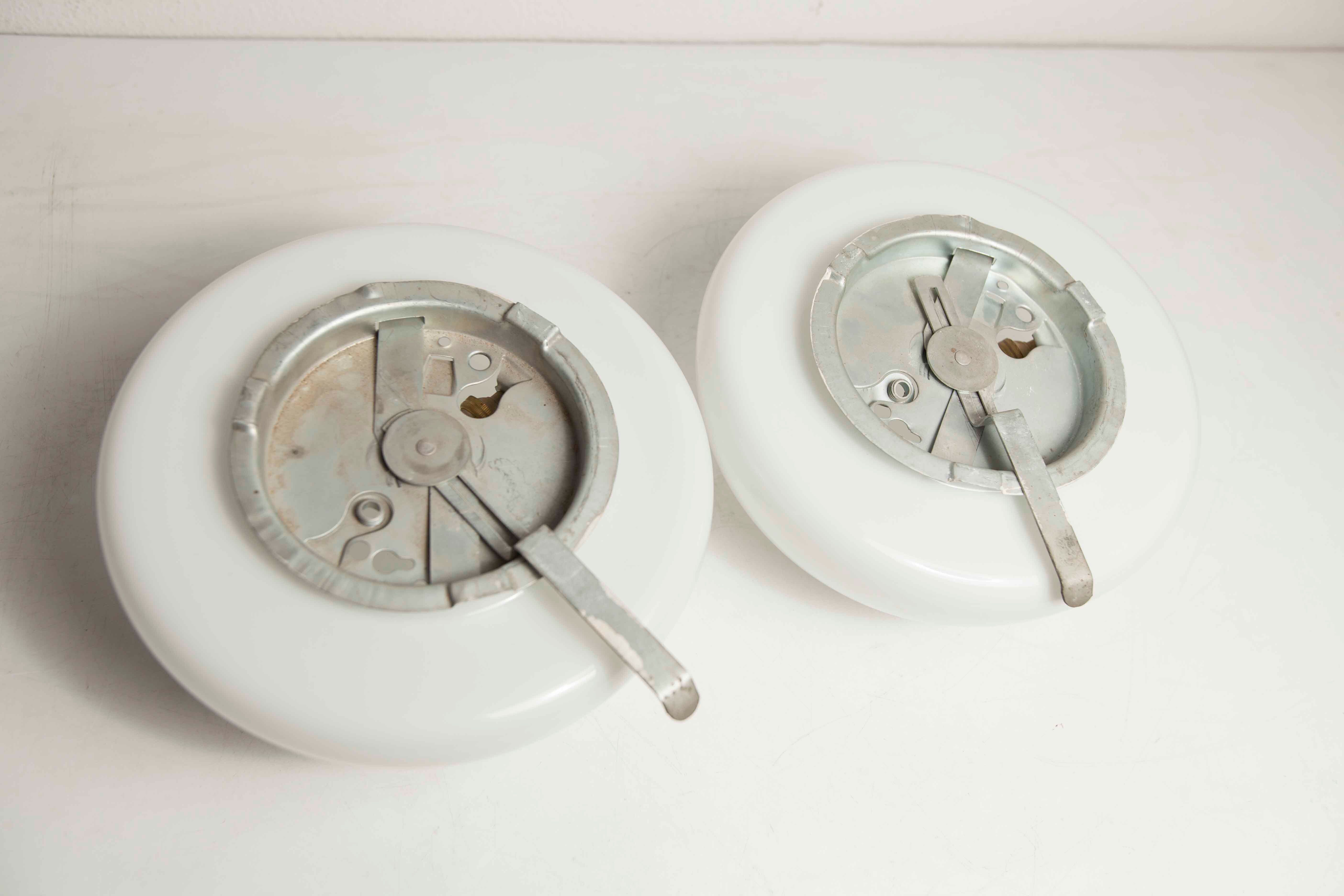 Pair of white opaline ceiling lamps