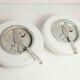 Pair of white opaline ceiling lamps