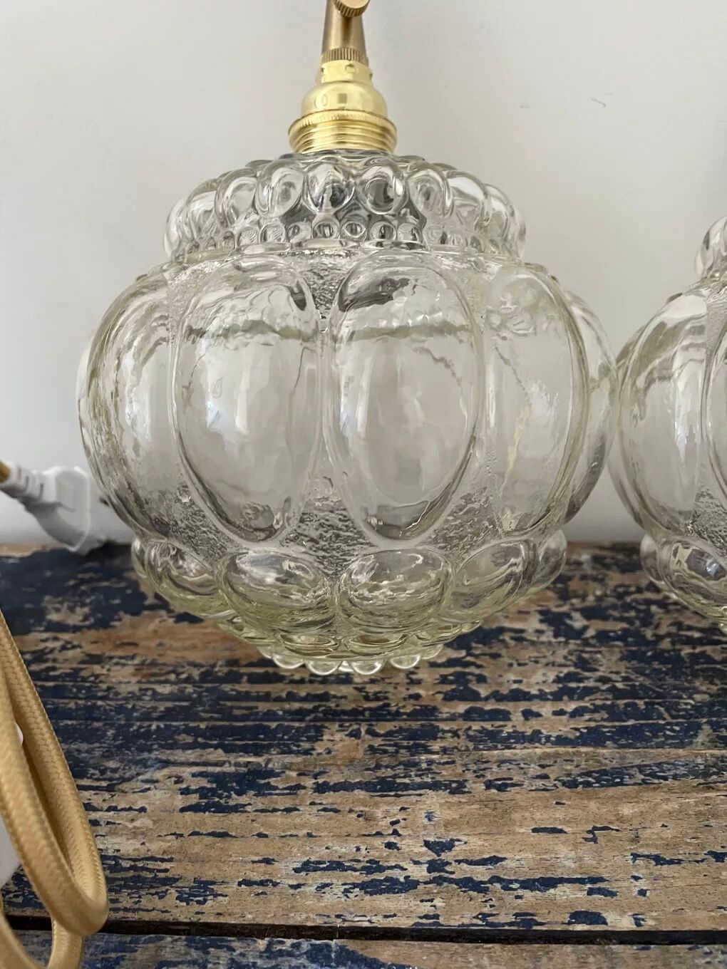 Set of two new electrified bubble globe lamps