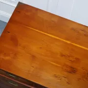 Vintage Military Campaign Twin Desk in Yew Wood