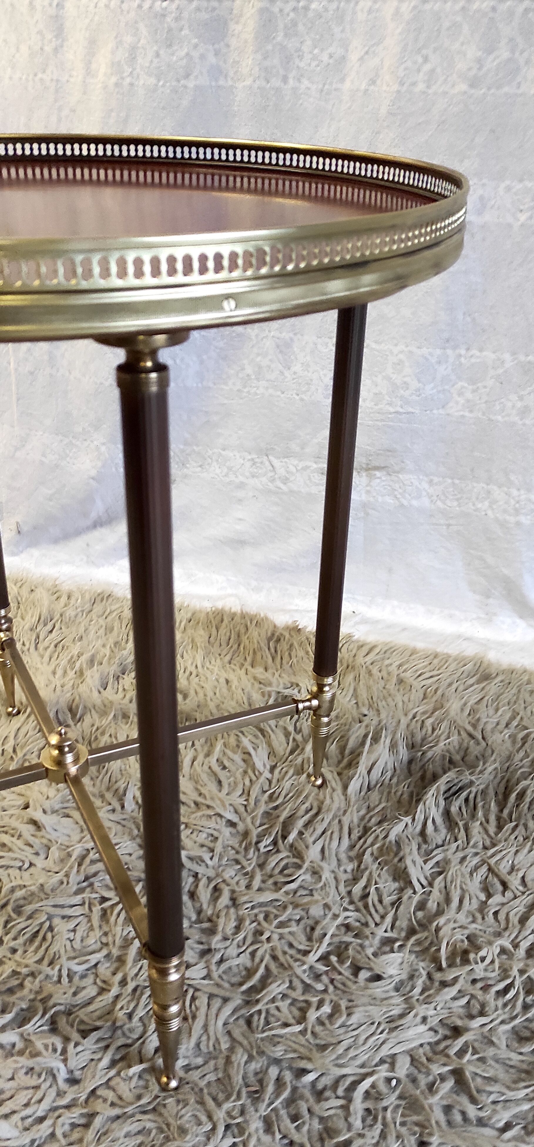 Solid brass coffee table and solid wood 60s/70s