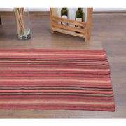 Vintage Turkish hand-knotted wool cotton red kilim runner rug 75x312