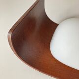 Wall lamp Goffredo Reggiani in teak wood and opaline 1960
