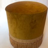 Velvet and fringed ottoman