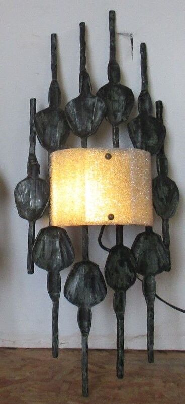 Pair of brutalist sconces, wrought iron by T. Ahlstrom