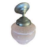 Art Deco globe pendant light, Clichy glass, pale pink, early 20th century.