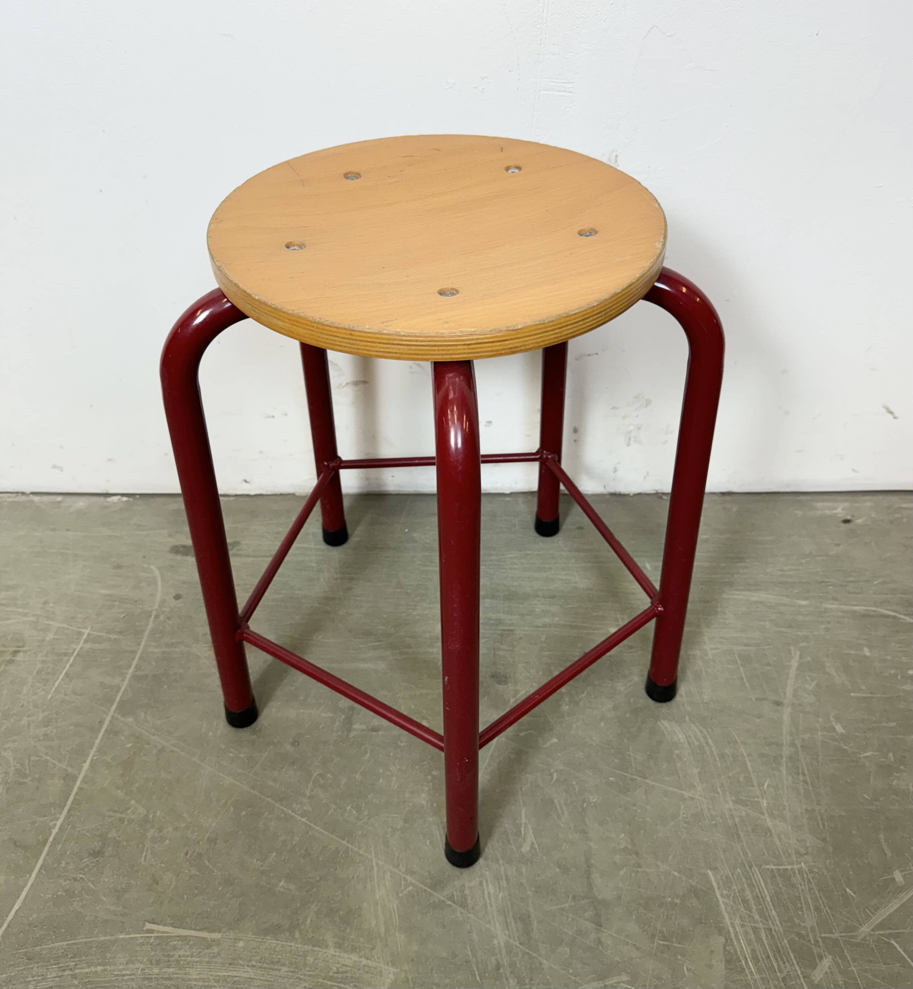 Vintage Industrial School Stool, 1970s