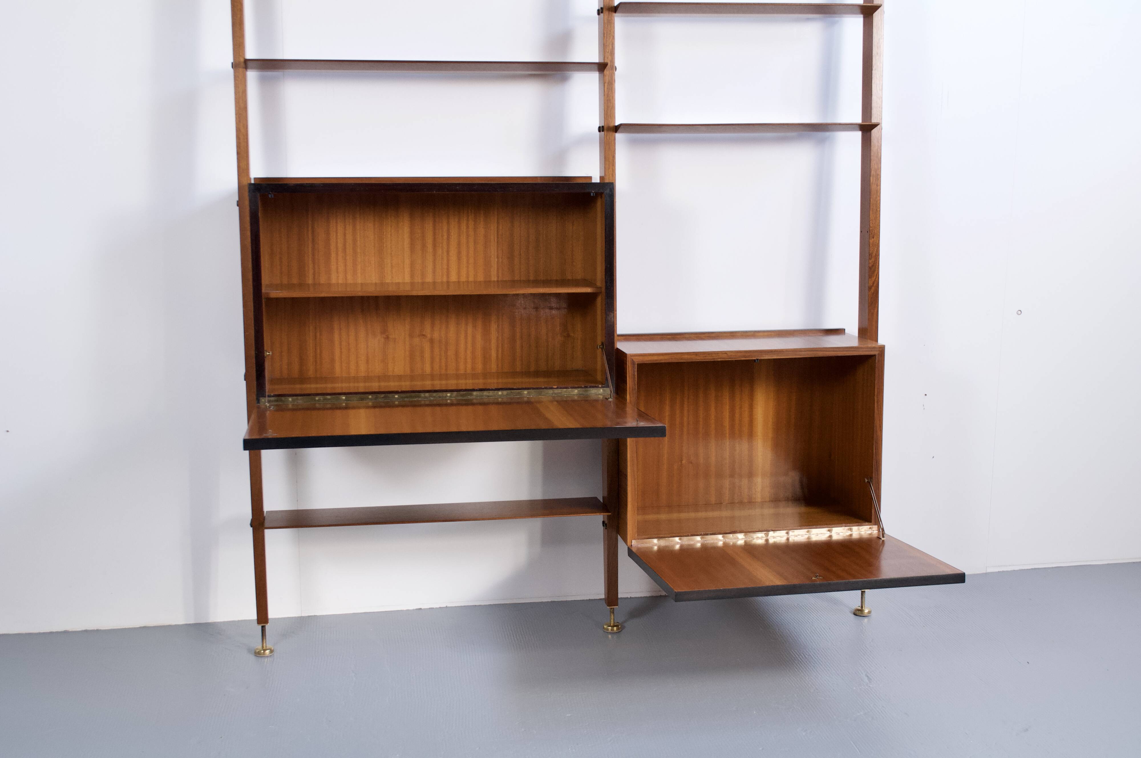 Italian modular shelf floor and ceiling rosewood 1960s