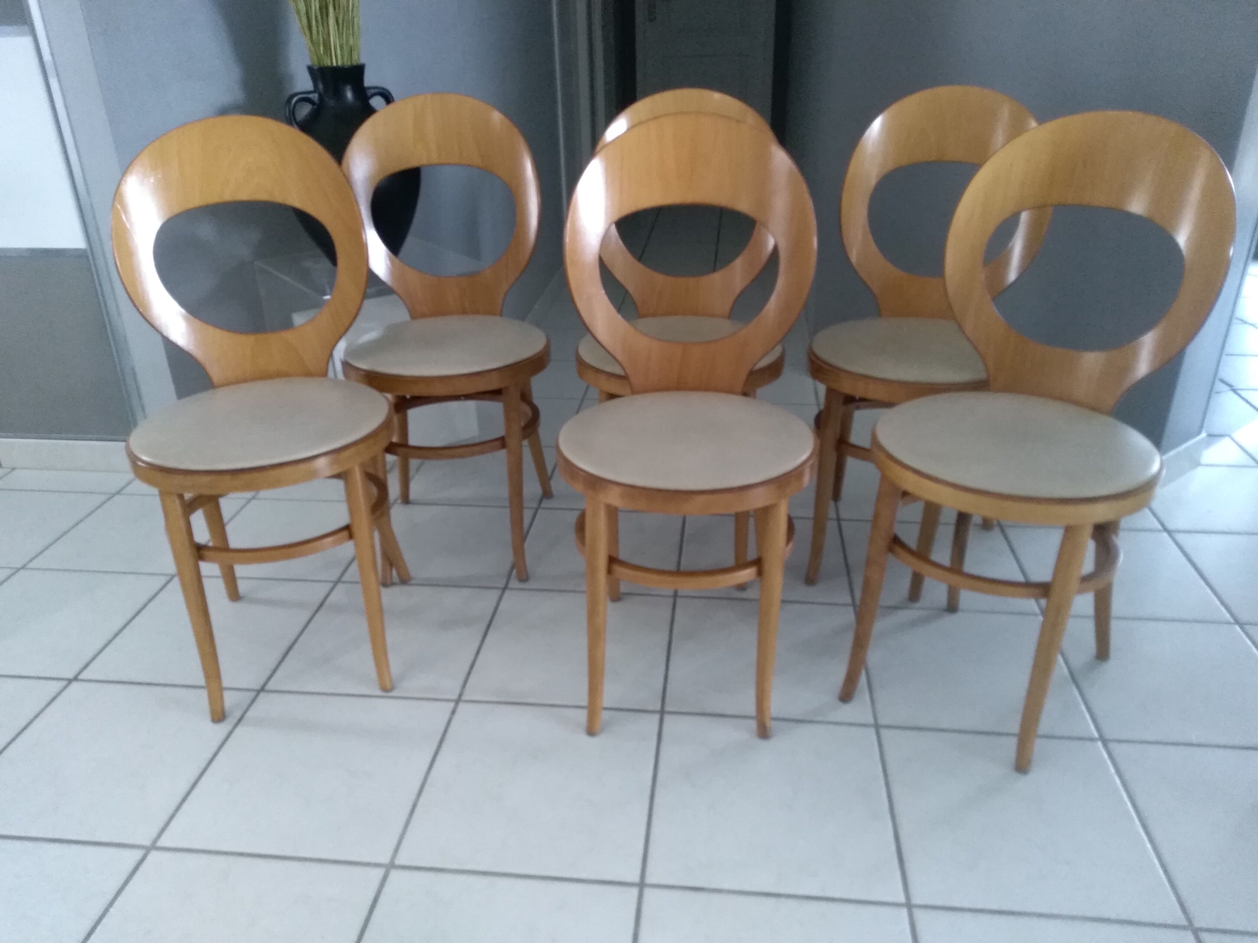 Suite of 6 chairs Bistrot Baumann Model Seagull 1987