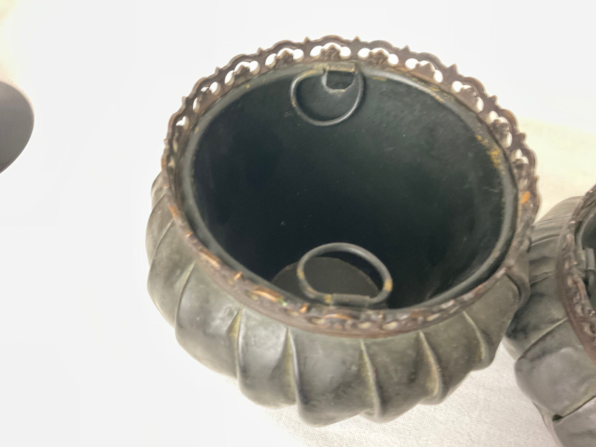 Planter cache pot napoleon III copper draped pleated brassware art 19 th