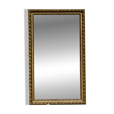 Grand miroir ancien doré Bois et stuc godrons miroir partielement dé-mercur