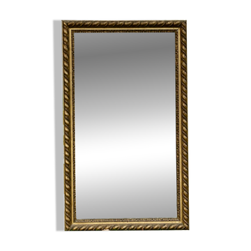 Grand miroir ancien doré Bois et stuc godrons miroir partielement dé-mercur