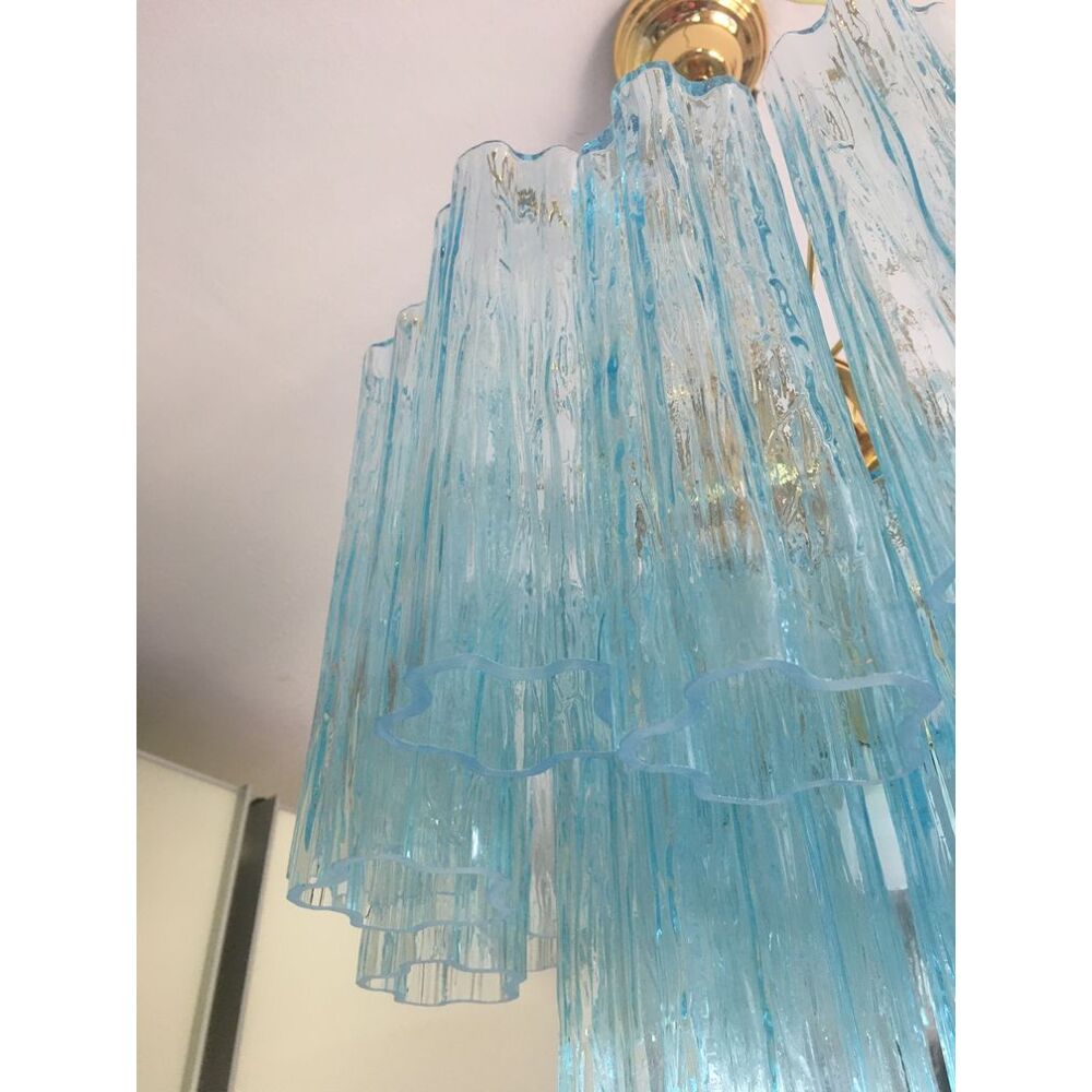 Light blue “tronchi” murano glass chandelier d60-3l