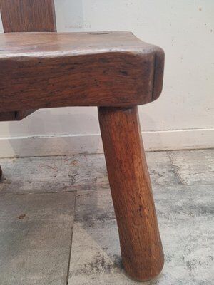 Brutalist wooden chair, France, 1950s