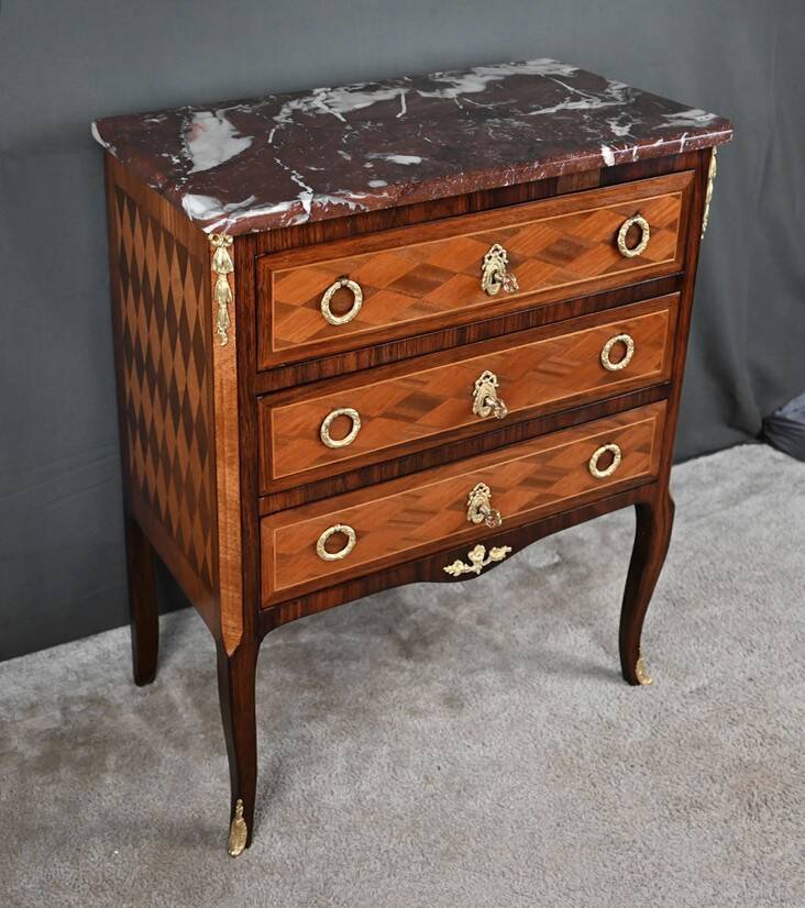 Marquetry Commode, Transitional Style Louis XV Louis XVI – Mid 20th Century