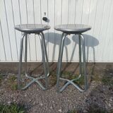 Pair of stools Habitat in cast aluminum 1980 vintage