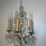 Applique XIXe siècle, bronze et pampilles en cristal