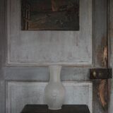 Vintage Italian vase, frosted molded glass vase with floral motifs, pot a f