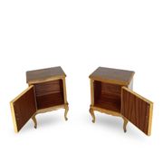 Tables de chevet italiennes en placage de noyer du milieu du siècle, années 1960.