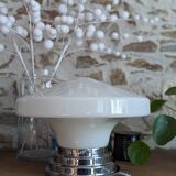 Ancien grand plafonnier skyscraper lampe à poser opaline Bahaus Art déco 1930 Ø 31 cm