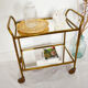 Service with mirror glass and brass wheels 60s
