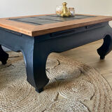 Black Opium and wood coffee table