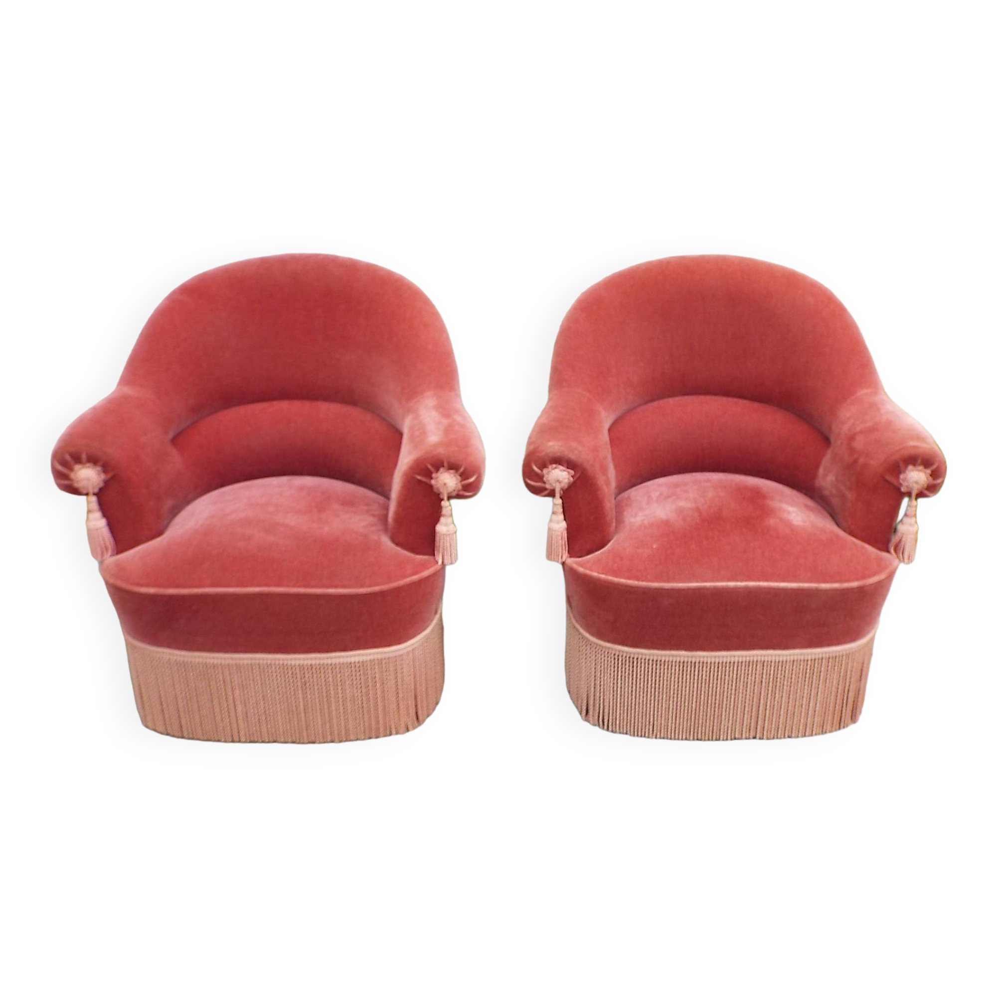 Paire de fauteuils crapaud velours