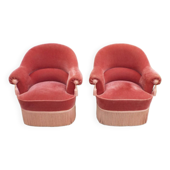 Paire de fauteuils crapaud velours