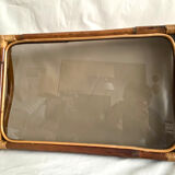 Rattan top, bamboo and smoked glass
