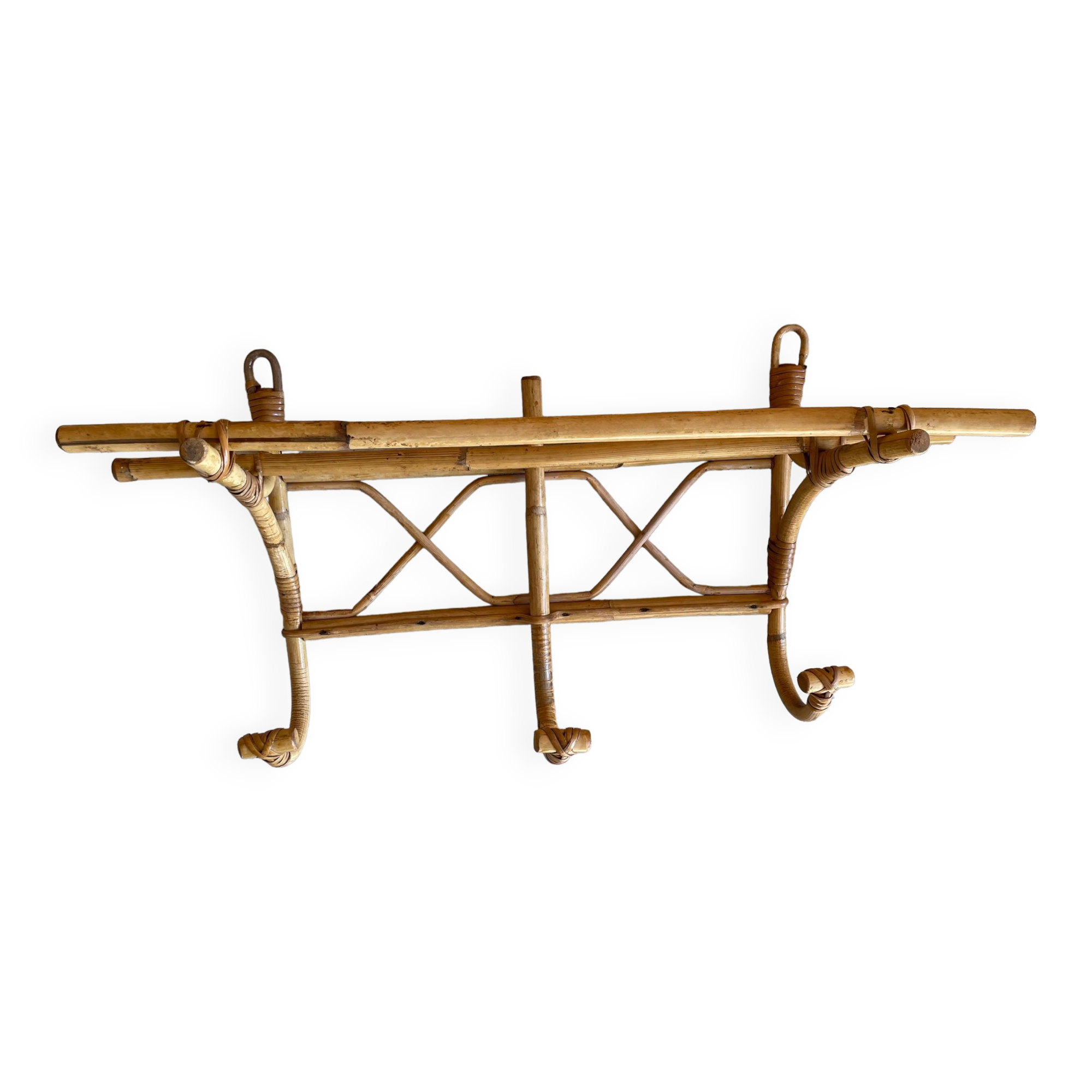 Rattan coat rack