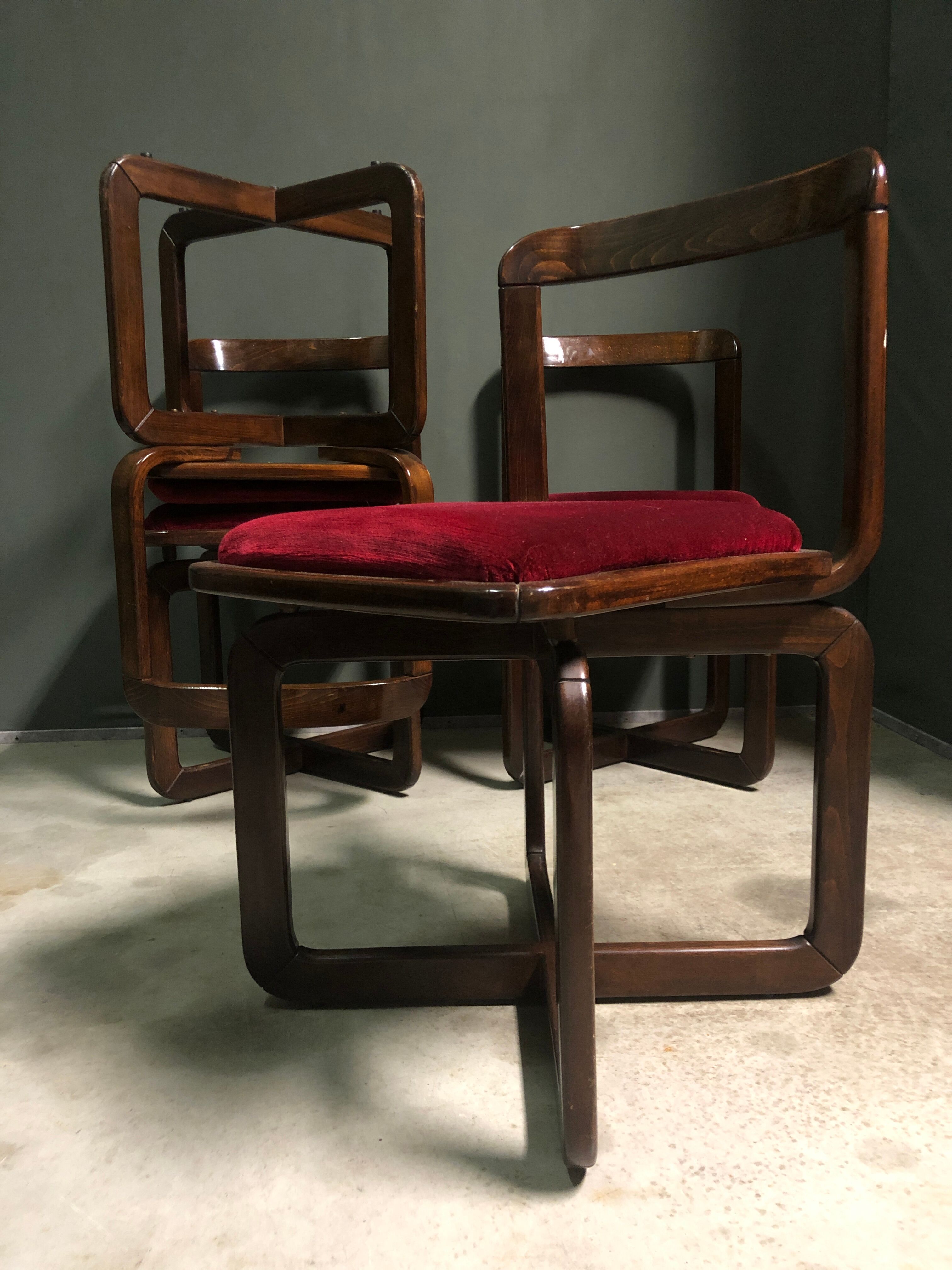 Set of 4 base italian dining chair's 1960