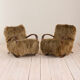 Halabala 269 lounge chair in long hair sheepskin