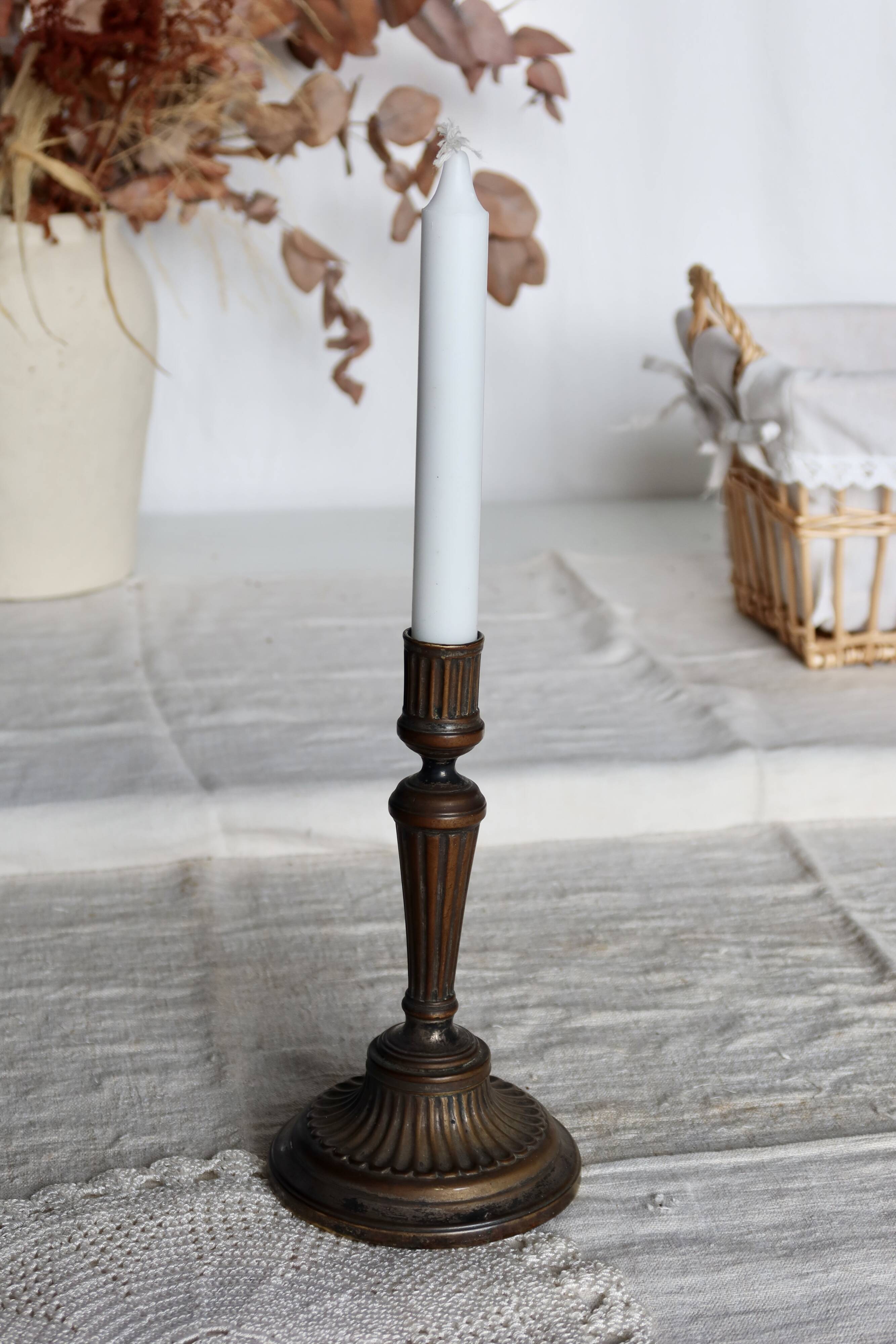 Large antique brass candlestick - Patina