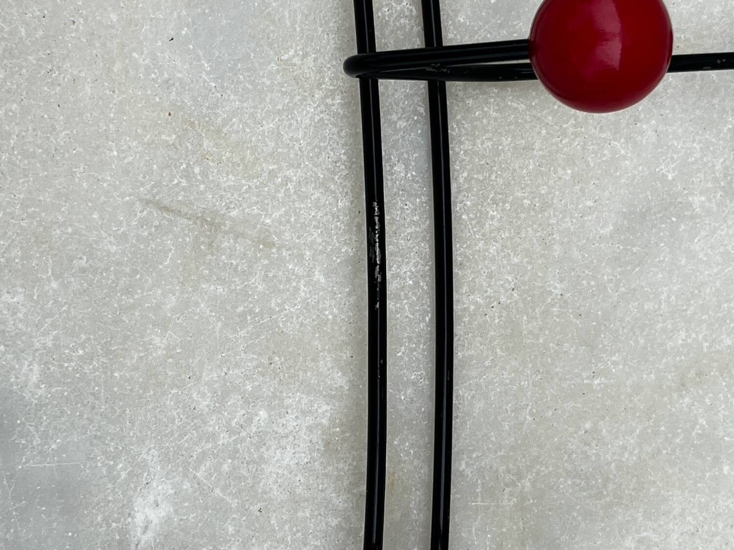 Vintage coat rack with 6 ball hooks 1960