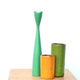 Green scandinavian candlestick in vintage wood
